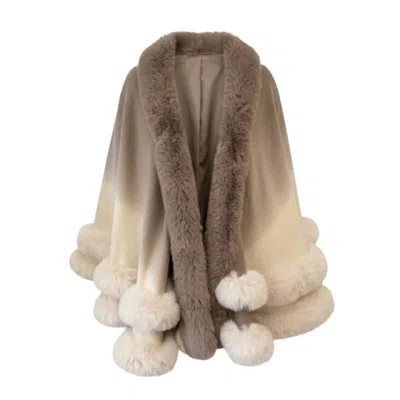 Saachi Women's Brown Ombre Layered Faux Fur Cape Kimono In Multi