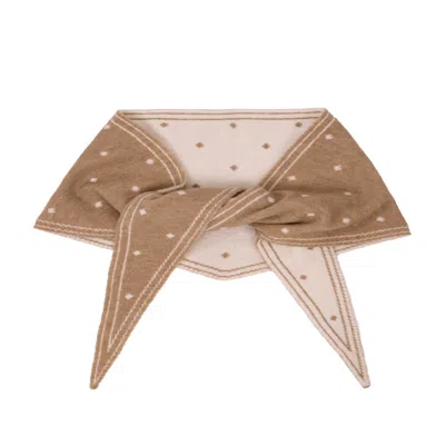 Saachi Women's Brown Polka Dot Triangle Beige Scarf