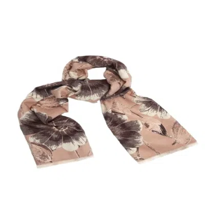 Saachi Women's Brown Reversible Blooming Botanical Scarf