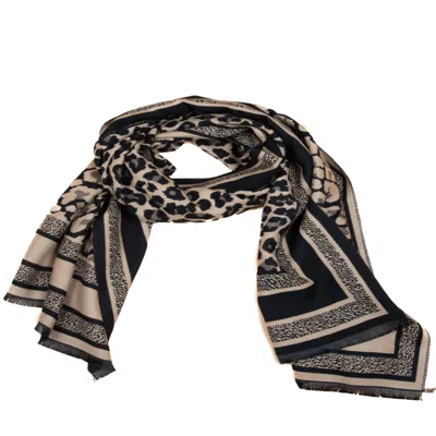 Saachi Women's Brown Reversible Leopard Pattern Scarf