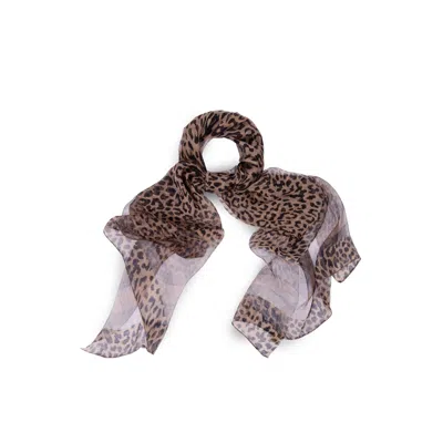 Saachi Women's Brown Sheer Leopard Print Scarf