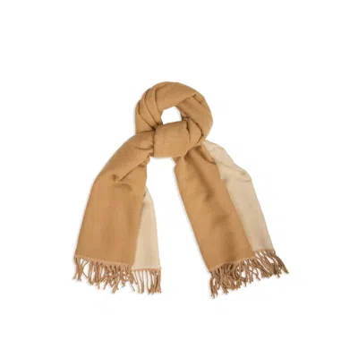 Saachi Women's Brown Solid Fringe Reversible Beige Scarf