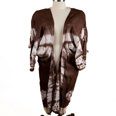 Saachi Women's Brown Tie Dye Maxi Kimono