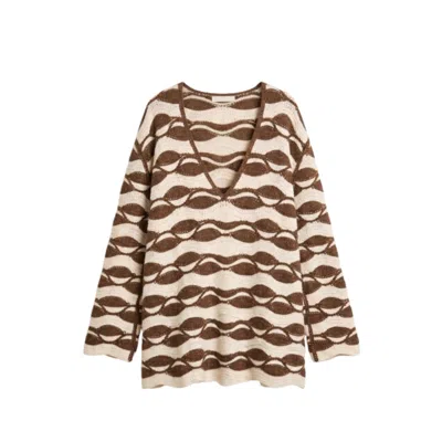 Saachi Women's Brown Wave Crochet Tunic