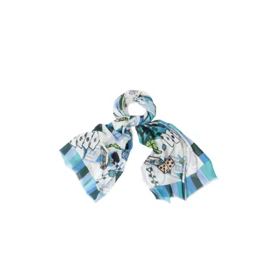 Saachi Women's Casino Printed Blue Scarf