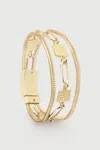 Saachi Women's Chain Link Hammered Gold Bracelet