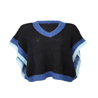 Saachi Women's Colorblock Knit Black Sweater Vest