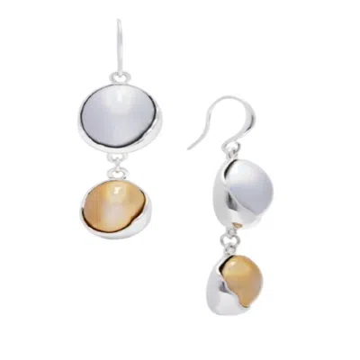 Saachi Women's Colored Glass Orbs Duo Dangle Gold Earrings