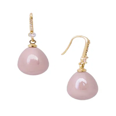 Saachi Women's Colored Pearl Dangle Pink Earrings In Gold