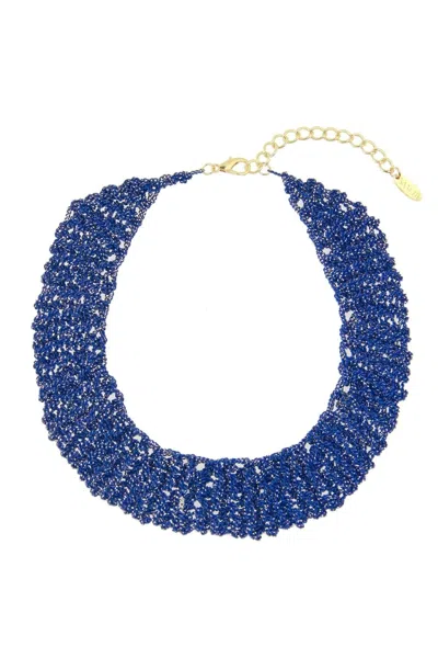 Saachi Women's Crochet Chain Short Blue Necklace