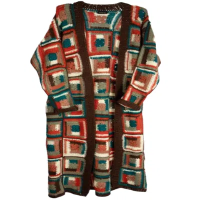 Saachi Women's Crochet Long Cardigan Marrakesh Brown Jacket