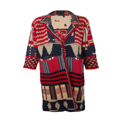 Saachi Women's Crochet Woven Aztec Multi Kimono