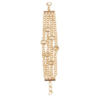Saachi Women's Crystal Cascade Chain Gold Bracelet
