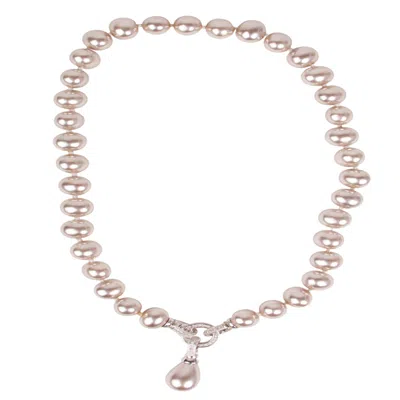 Saachi Women's Crystal Pearl Dangle Silver Necklace
