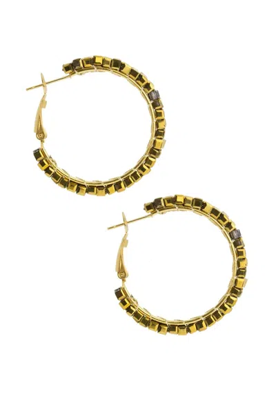 Saachi Women's Dainty Beaded Hoop Gold Earrings