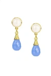 Saachi Women's Dangle Blue Drop Gold Plated Earrings In Blue