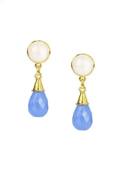 Saachi Women's Dangle Blue Drop Gold Plated Earrings