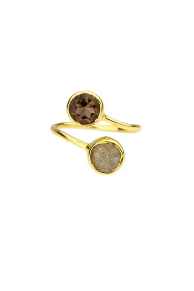 Saachi Women's Double Gemstone Brown Ring