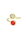 Saachi Women's Double Gemstone Red Ring