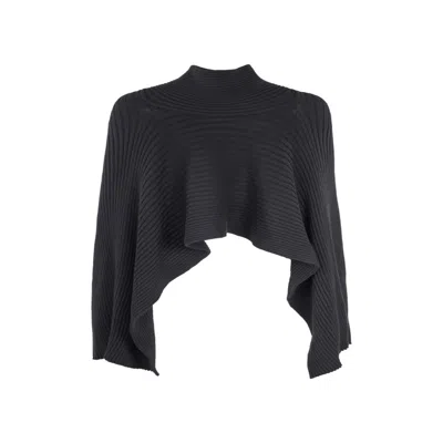 Saachi Women's Drapey Ribbed Black Shawl