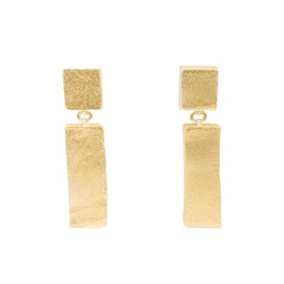 Saachi Women's Duo Rectangle Metal Gold Earrings In Brown