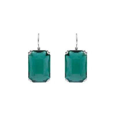 Saachi Women's Emerald-cut Green Crystal Drop Earrings