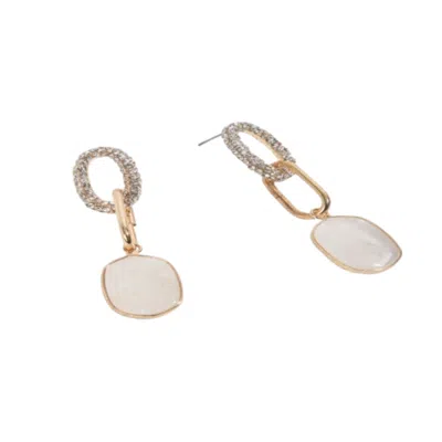 Saachi Women's Estella Stone Dangle White Earring