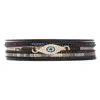 Saachi Women's Evil Eye Leather Metallic Black Bracelet In Black