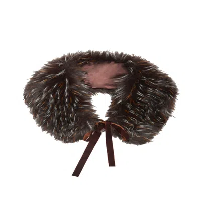 Saachi Women's Faux Fur Tie Brown Collar