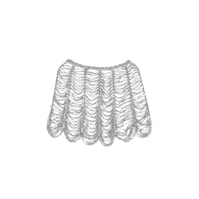 Saachi Women's Festive Scallop Beaded Silver Capelet