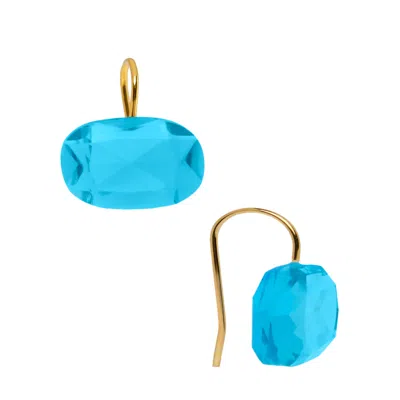 Saachi Women's Floating Crystal Blue Earring