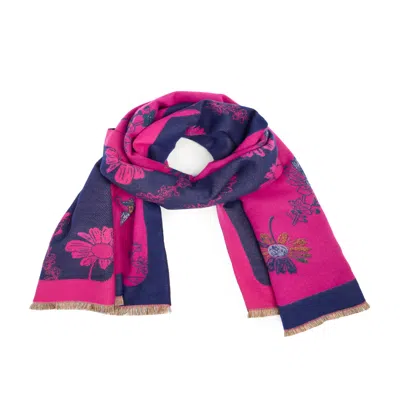 Saachi Women's Floral Daisy Reversible Purple Scarf