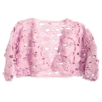 Saachi Floral Lace Cutout Bolero Cardigan In Purple