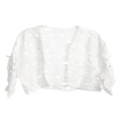 Saachi Floral Lace Cutout Bolero Cardigan In White