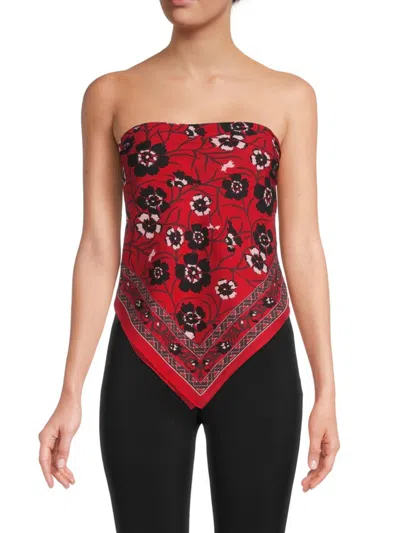 Saachi Women's Folkloric Floral Print Top In Red