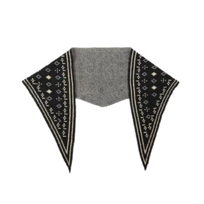 Saachi Women's Foulard Knit Triangle Black Scarf