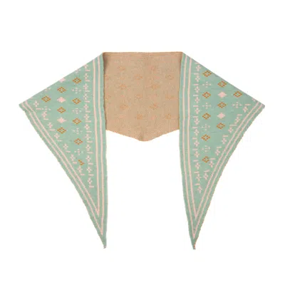 Saachi Women's Foulard Knit Triangle Blue Scarf In Green