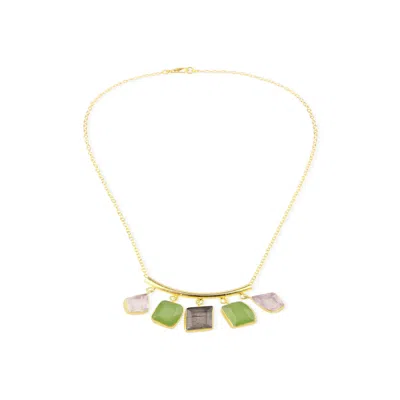 Saachi Women's Gemstone Drop Long Green Necklace