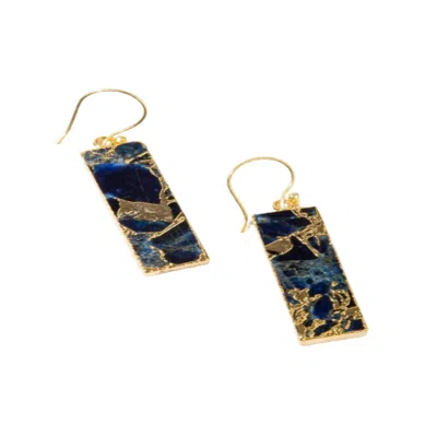 Saachi Women's Gemstone Rectangle Mojave Navy Earrings In Blue