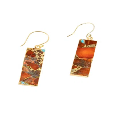 Saachi Women's Gemstone Rectangle Mojave Red Earrings
