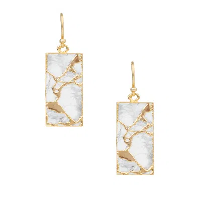 Saachi Women's Gemstone Rectangle Mojave White Earrings
