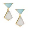 Saachi Women's Geometric Druzy Drop White Earrings In White