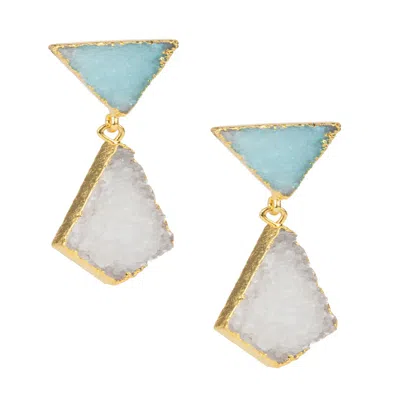 Saachi Women's Geometric Druzy Drop White Earrings