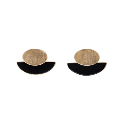 Saachi Women's Geometric Half-moon Black Earrings In Multi
