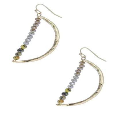 Saachi Women's Glass Bead Semi Circle Dangle Grey Earrings In Multi