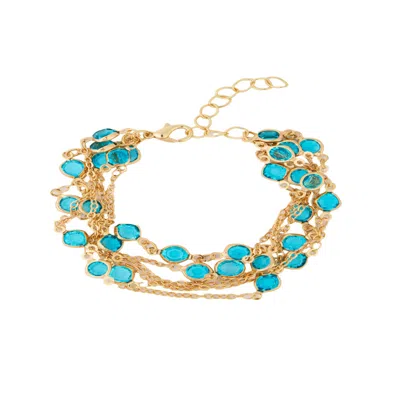 Saachi Glass Multi Layer Bracelet In Blue