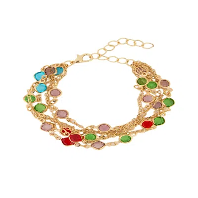 Saachi Glass Multi Layer Bracelet In Gold