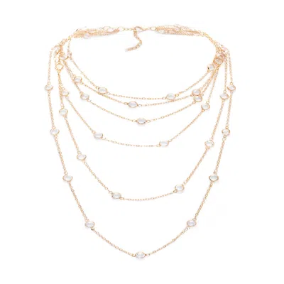 Saachi Women's Glass Multi Layer Gold Necklace
