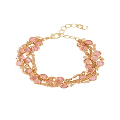 Saachi Glass Multi Layer Bracelet In Pink