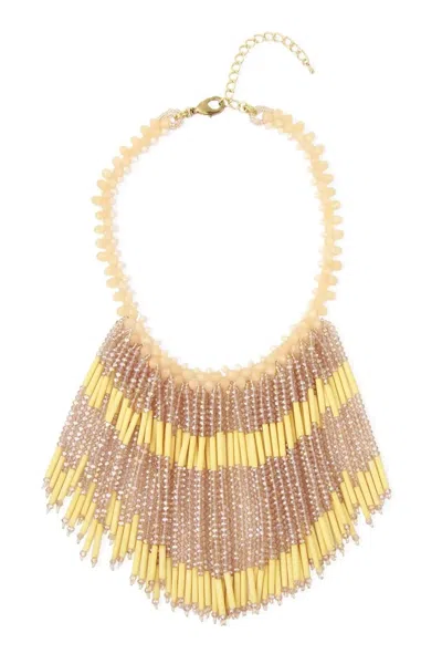 Saachi Women's Gold Beaded Fringe Falling Necklace
